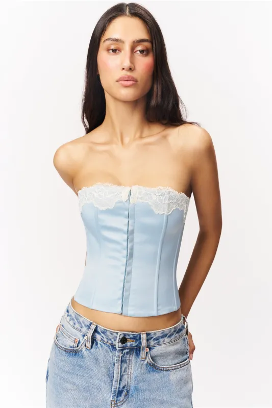 Jean Lace Trim Satin Corset made by Guizio
