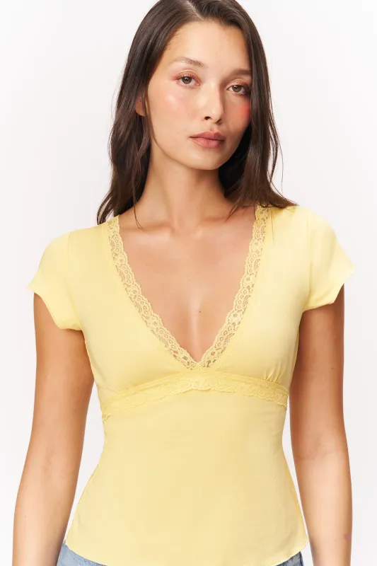 Camille Lace Trim V-Neck made by Guizio