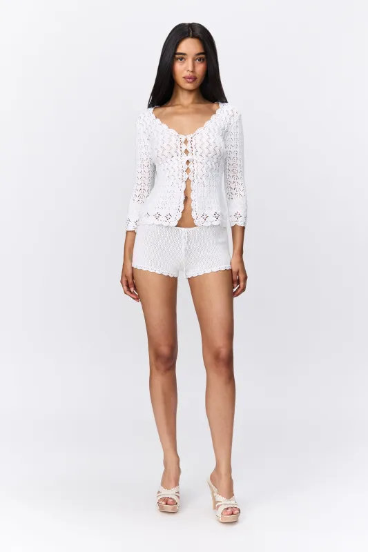 Scallop Knit Tie Short made by Guizio