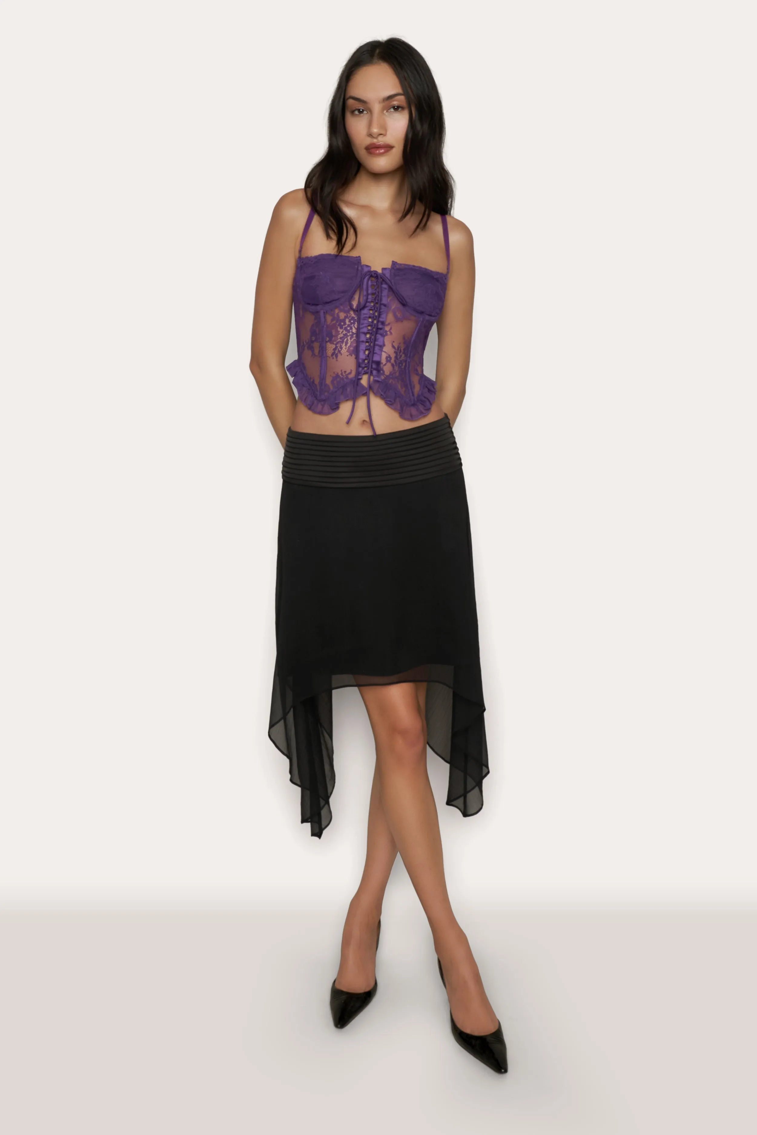 Pintuck Midi Skirt sold by Guizio