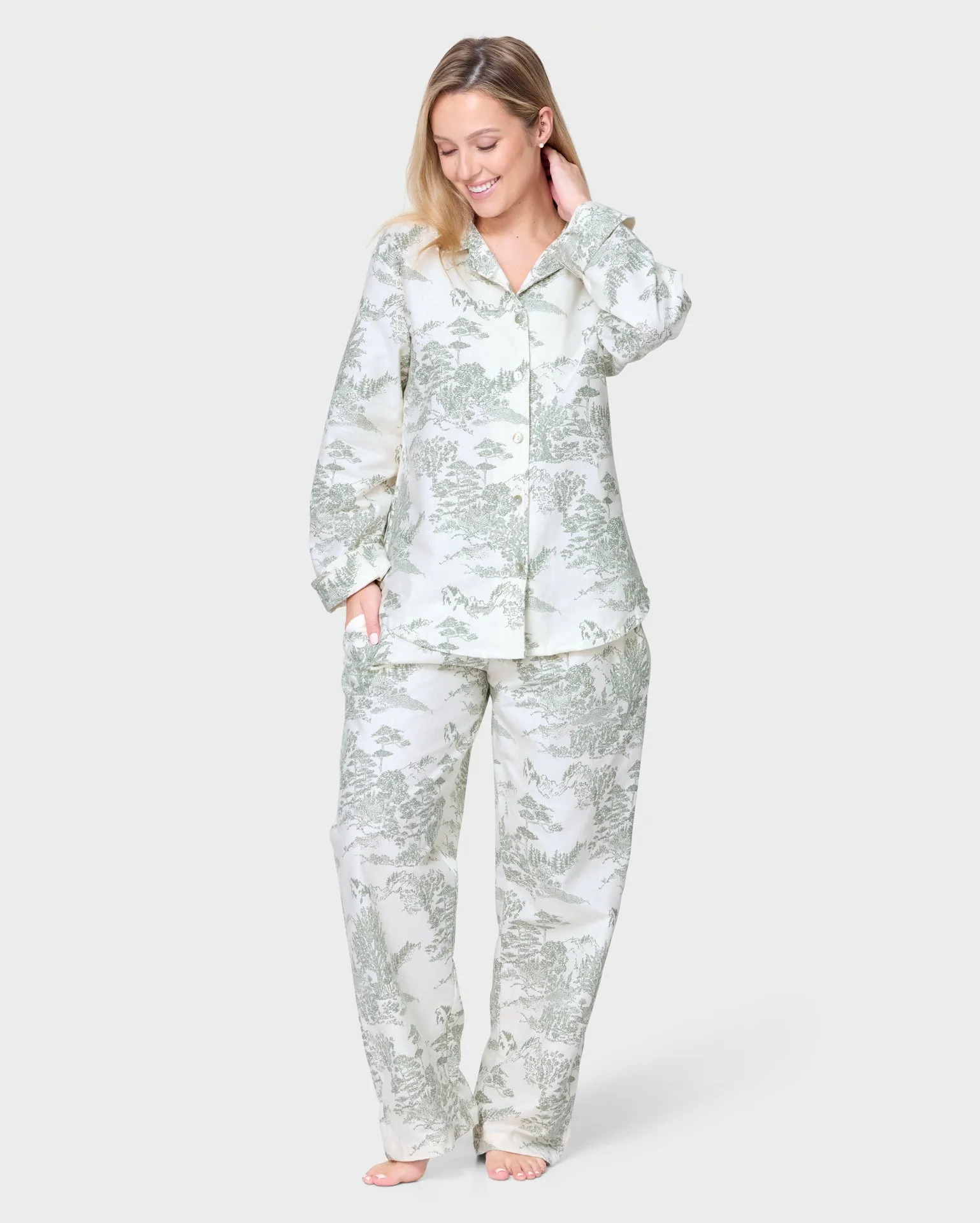 Foxford Eve Toile Flannel Pyjama Set sold by Foxford
