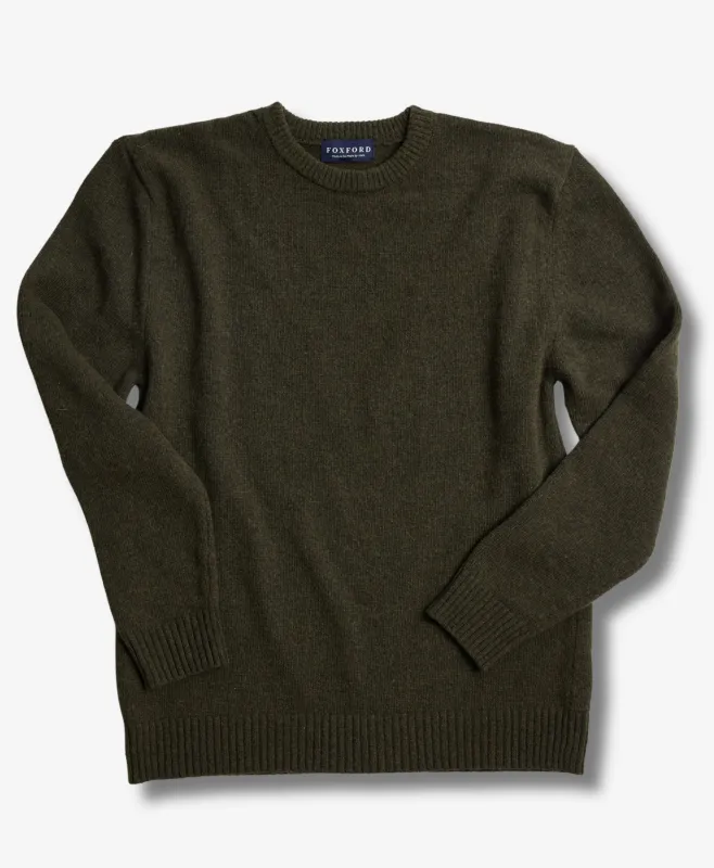 Foxford Dark Green Lambswool Round Neck made by Foxford