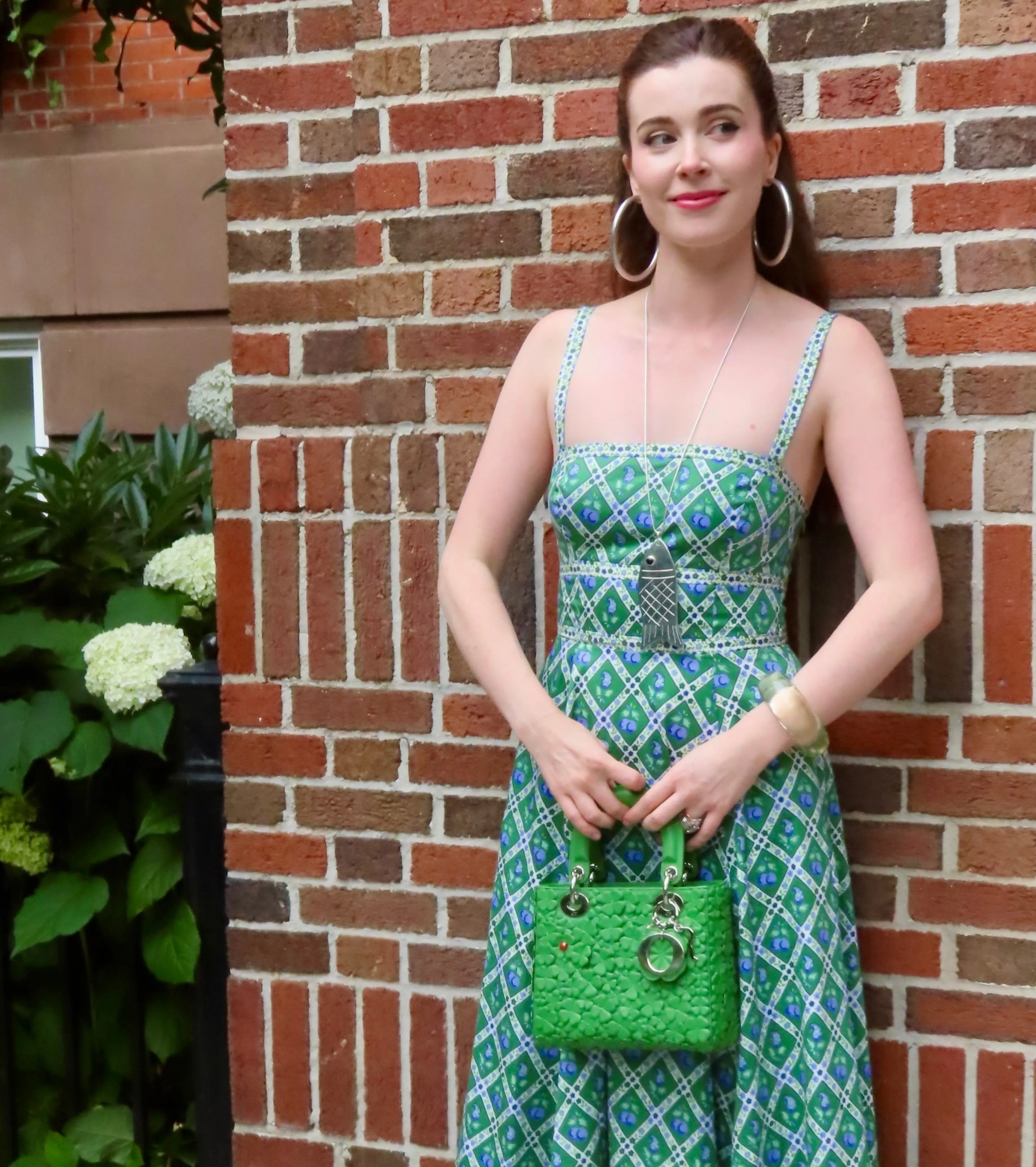 The Margot Dress - Diamond Cherries Grass Green sold by Hill House Home product image thumbnail 4