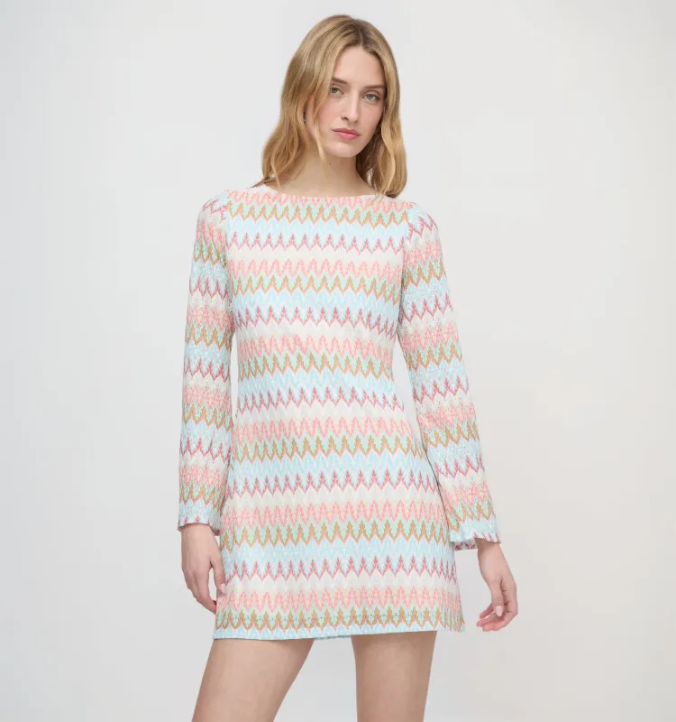 The Nathalie Dress - White Multi Smooth Shimmer Knit made by Hill House Home