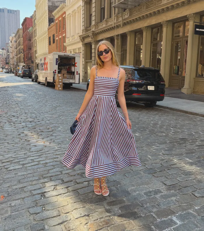 The Margot Dress - Firecracker Stripe made by Hill House Home