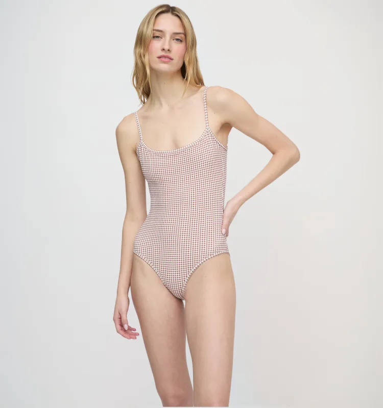 The Emerson One Piece - Cognac Gingham made by Hill House Home