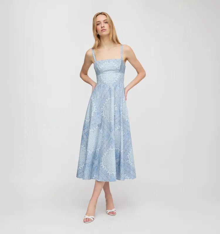 The Margot Dress - Dusty Blue Paisley Scarf made by Hill House Home