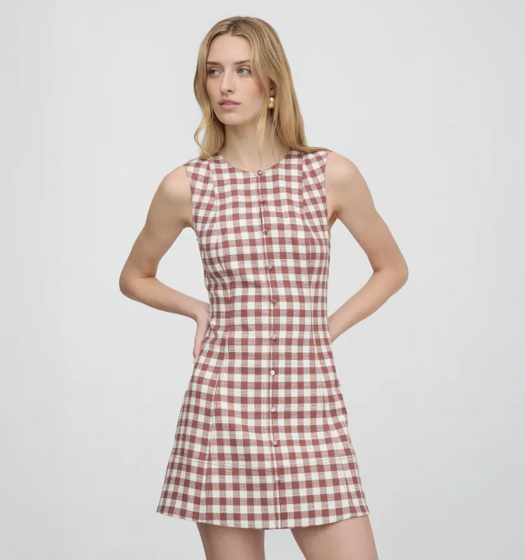 The Angie Dress - Cognac Gingham made by Hill House Home