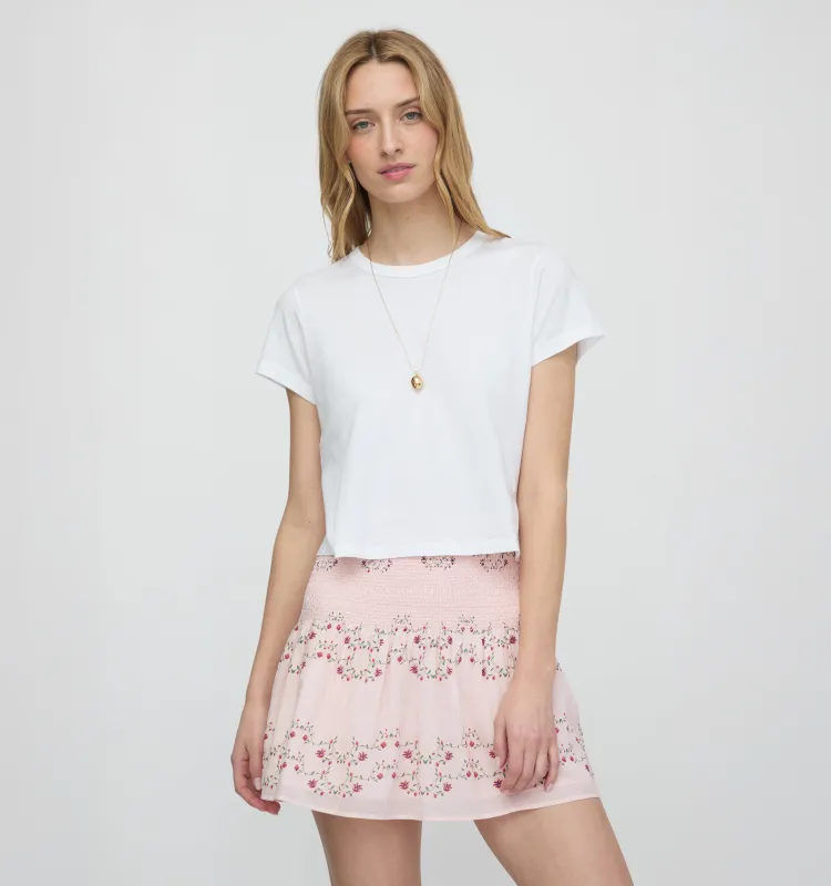 The Noa Skirt - Pink Floral Vine Scallop made by Hill House Home