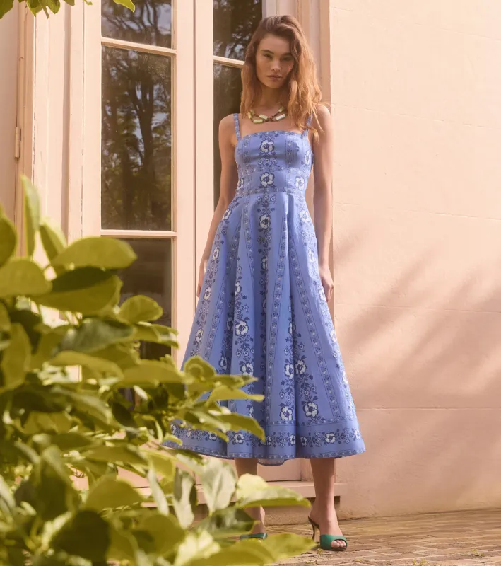 The Margot Dress - Blue Arcadia Border made by Hill House Home