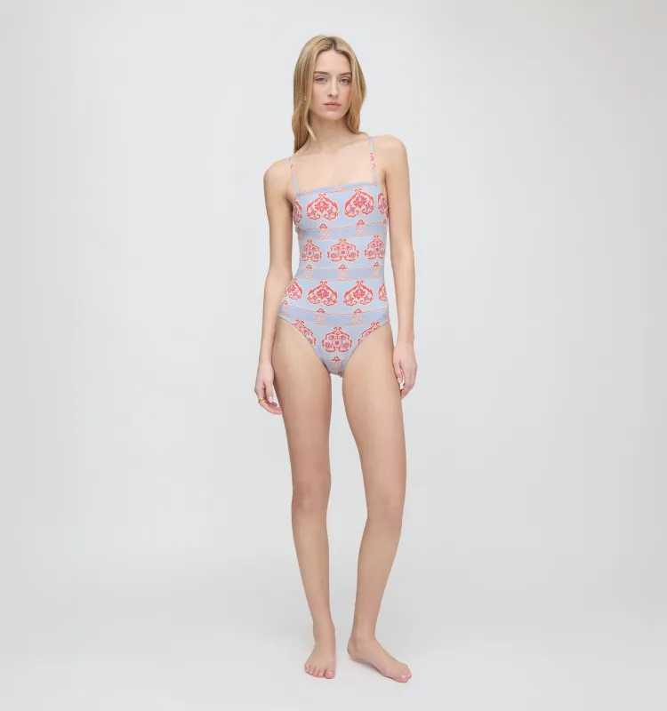 The Giana One Piece - Poppy Damask Stripe made by Hill House Home