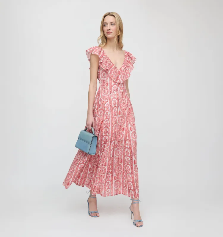 The Milani Dress - Coral Corsica Paisley made by Hill House Home