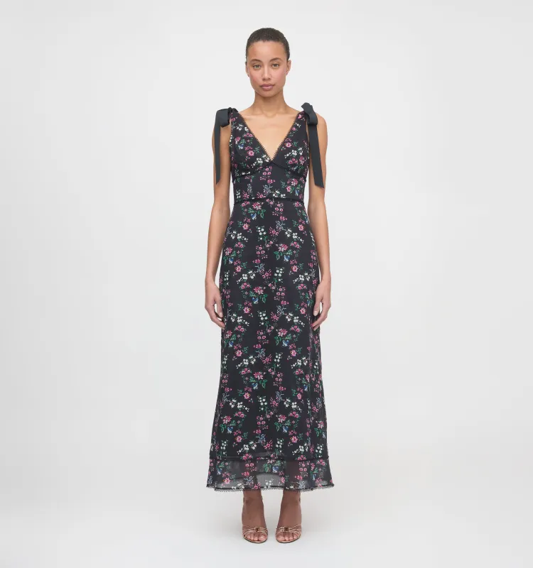 The Cassie Dress - Navy Scallop Bow Chintz made by Hill House Home