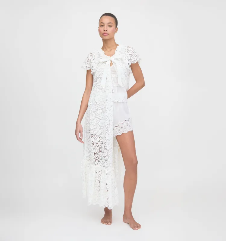 The Lace Coco Duster - White Fleur Lace made by Hill House Home