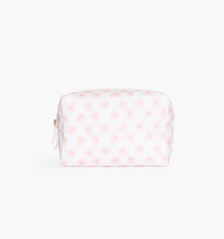 The Quilted Cosmetic Bag - Pink Doily Heart made by Hill House Home