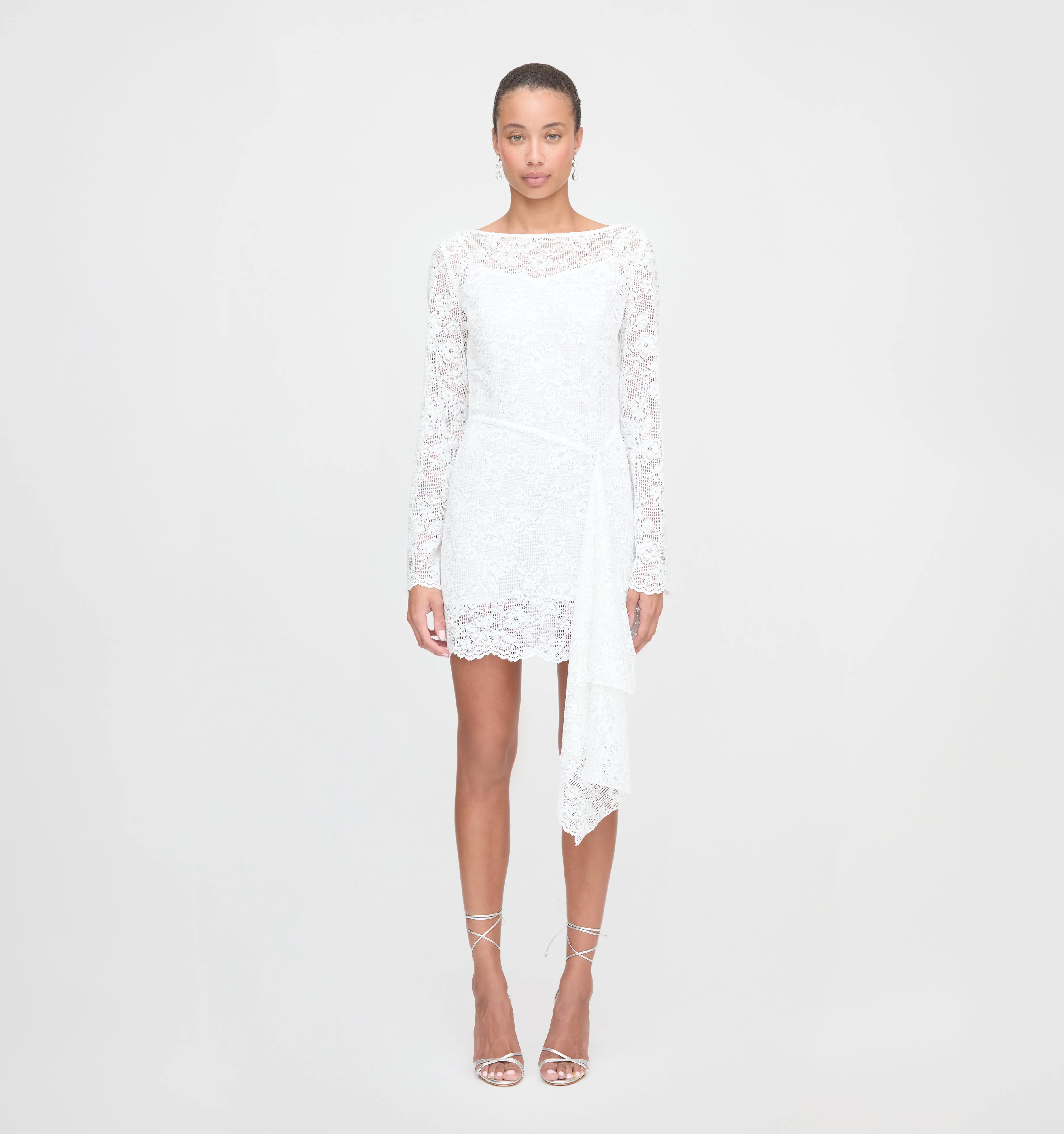The Becca Dress - White Metallic Lace sold by Hill House Home