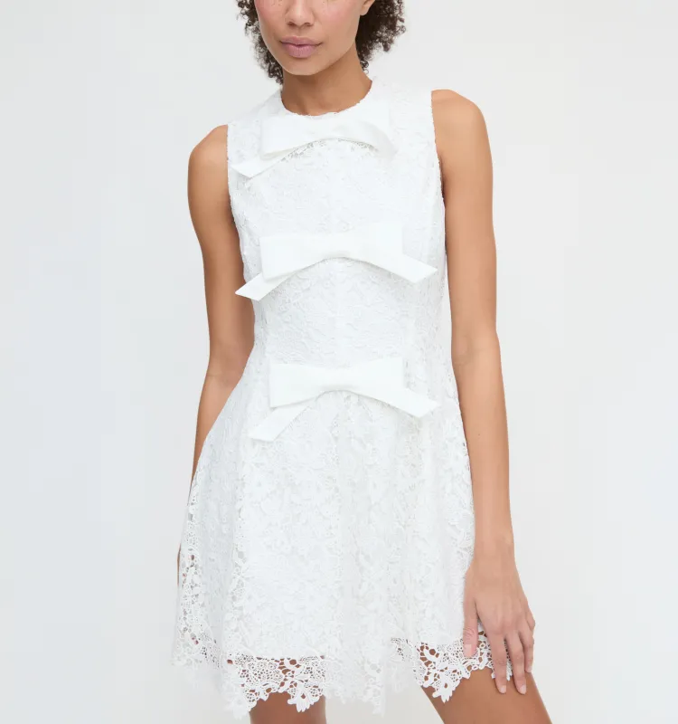 The Blythe Bow Dress - White Lace made by Hill House Home