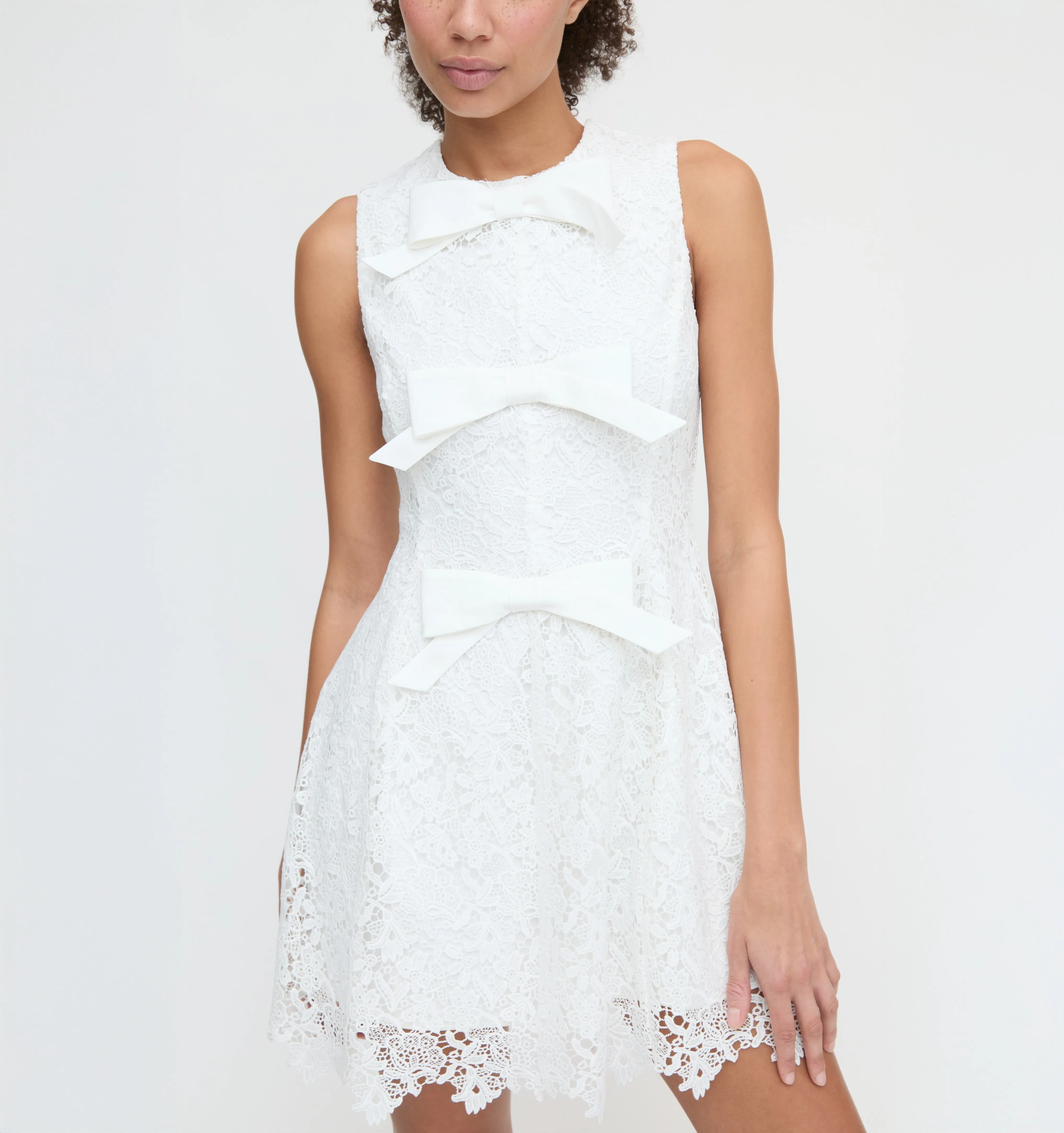 The Blythe Bow Dress - White Lace sold by Hill House Home