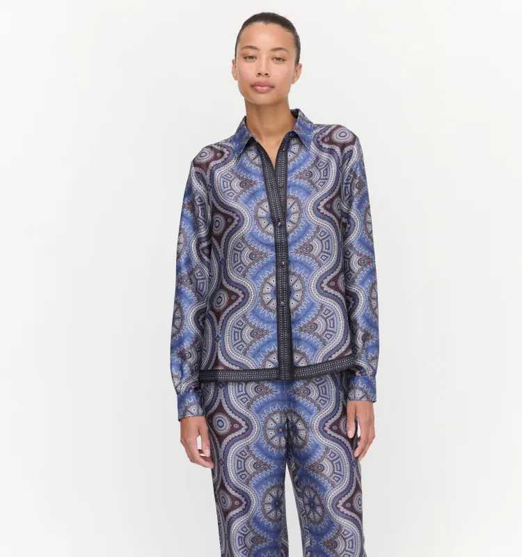 The Liv Top - Brown Cobalt Medallion made by Hill House Home