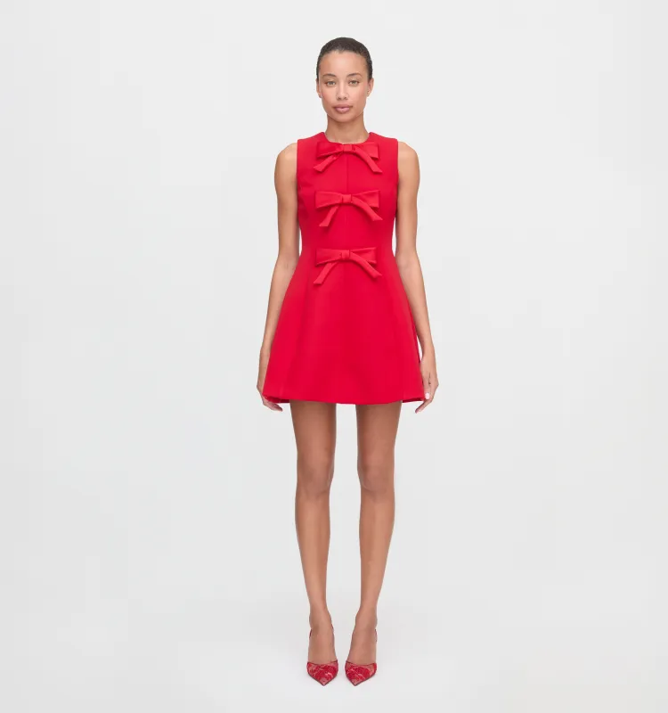 The Blythe Bow Dress - Red with Red Bows made by Hill House Home