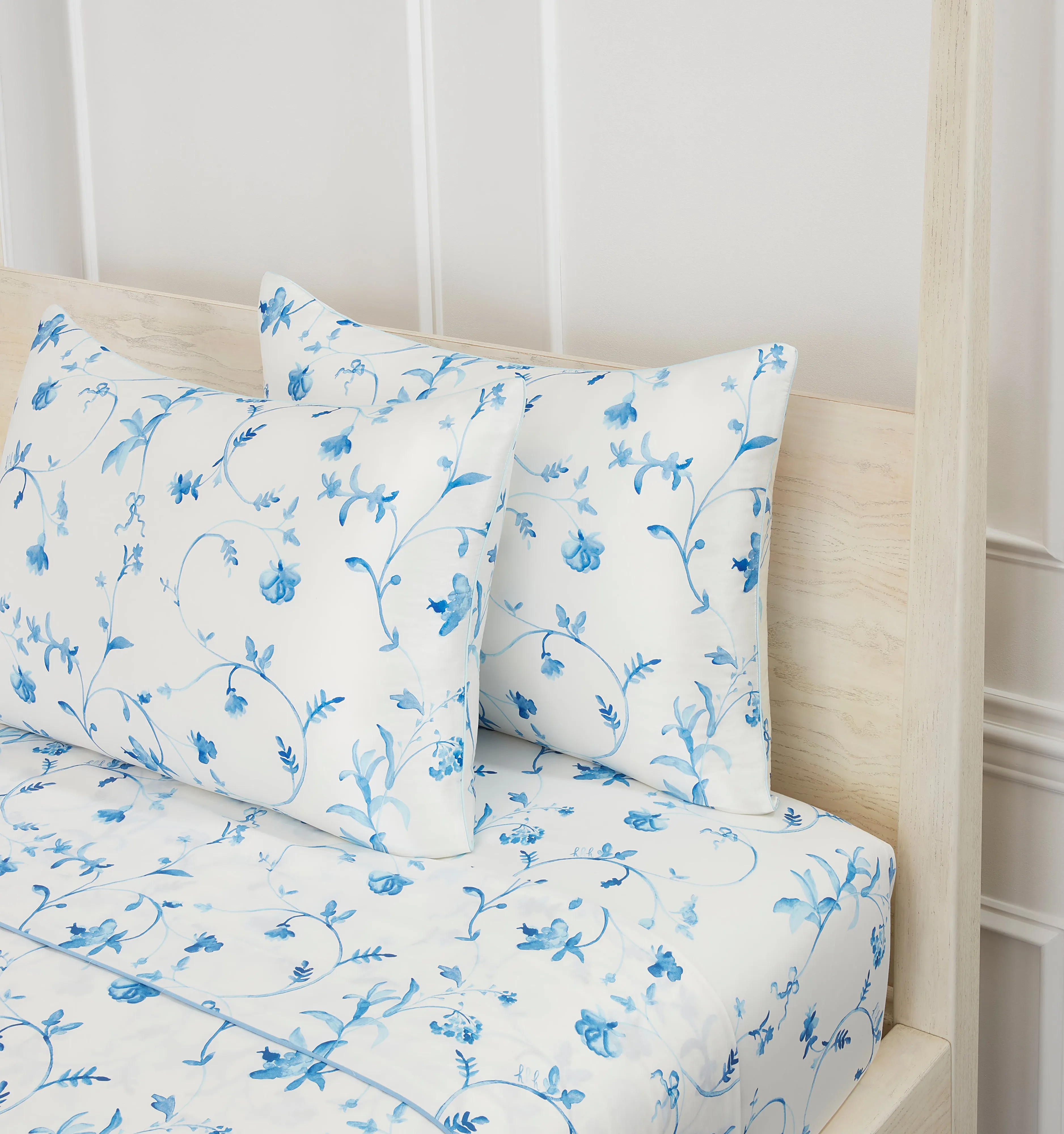 The Sisi Silk Pillowcase - Blue Botanical sold by Hill House Home product image thumbnail 3