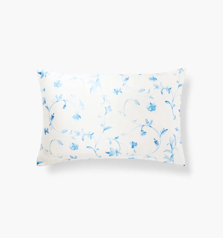 The Sisi Silk Pillowcase - Blue Botanical made by Hill House Home