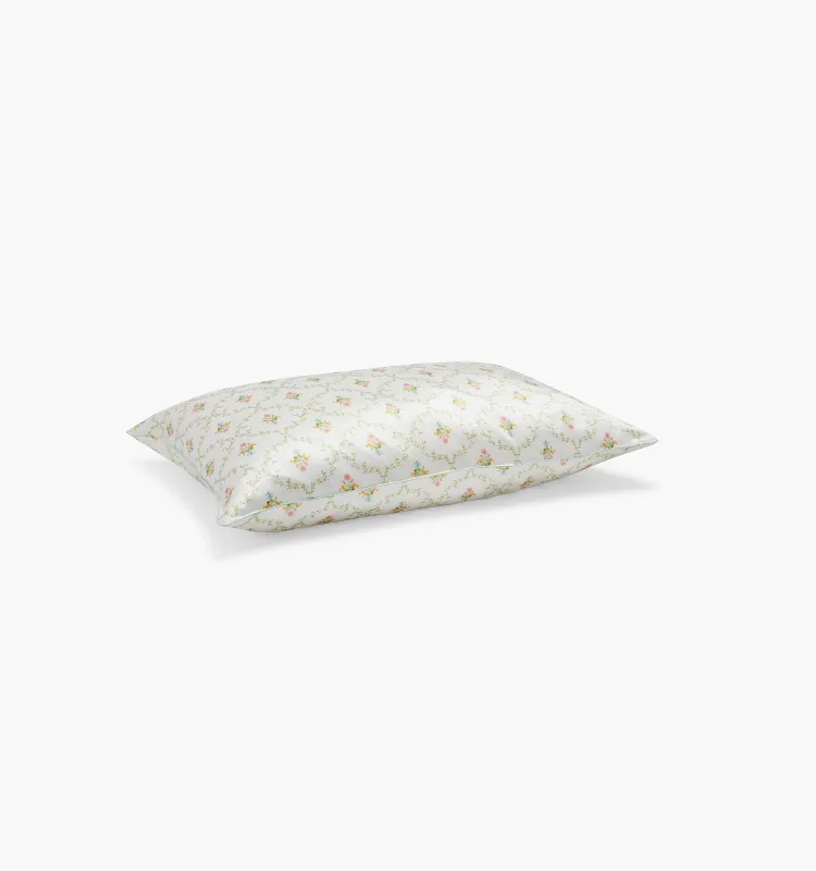 The Sisi Silk Pillowcase - Pastel Trellis made by Hill House Home