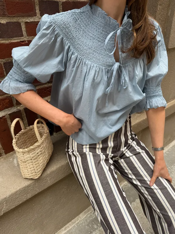 The Zinnia Top - Dusty Blue made by Hill House Home