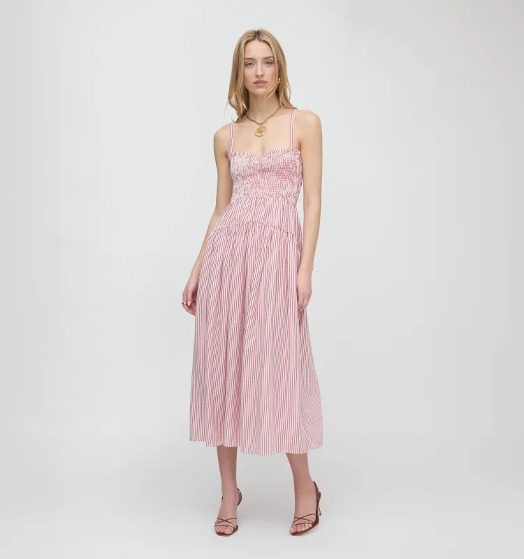 The Rebecca Nap Dress - Red Ticking Stripe made by Hill House Home