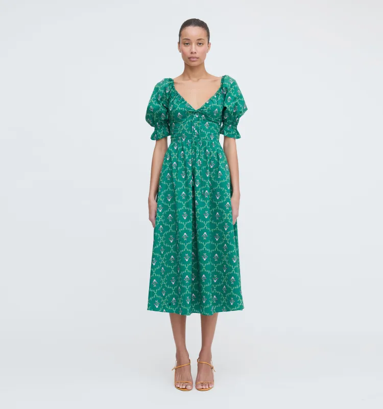The Ophelia Dress - Emerald Trellis made by Hill House Home