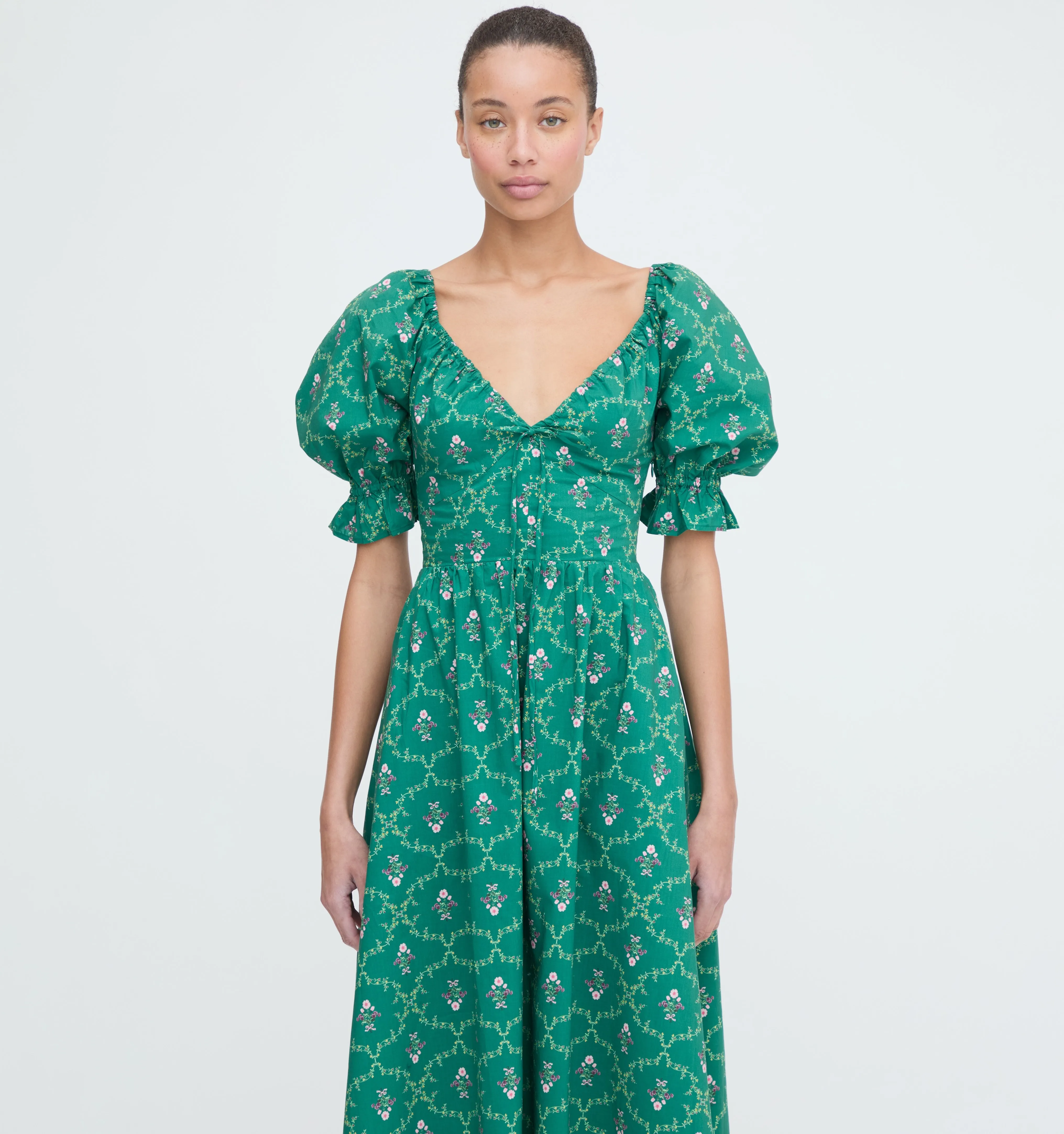 The Ophelia Dress - Emerald Trellis sold by Hill House Home product image thumbnail 4