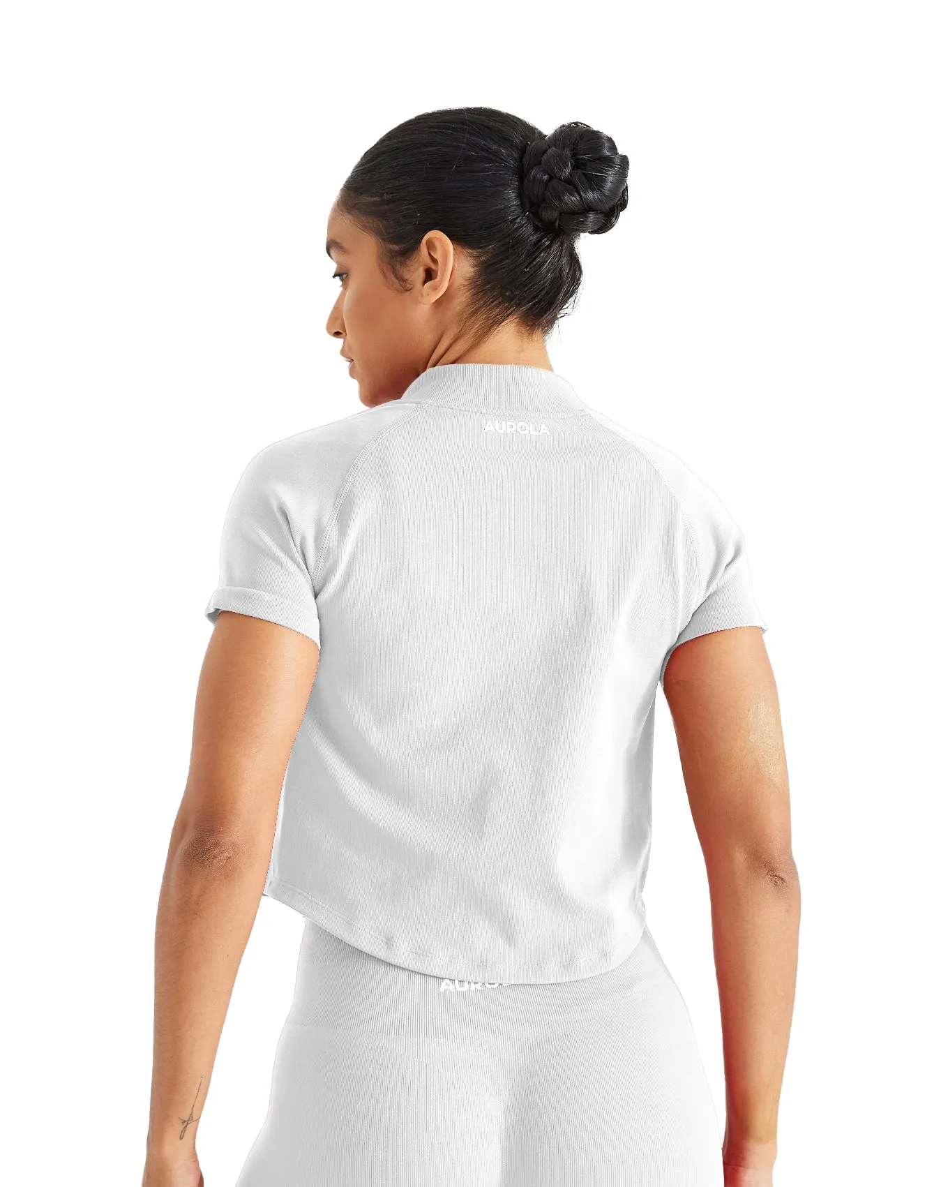 AUROLA Power Short Sleeve Zippy Ribbed Active Shirt for Women sold by Aurola product image thumbnail 4