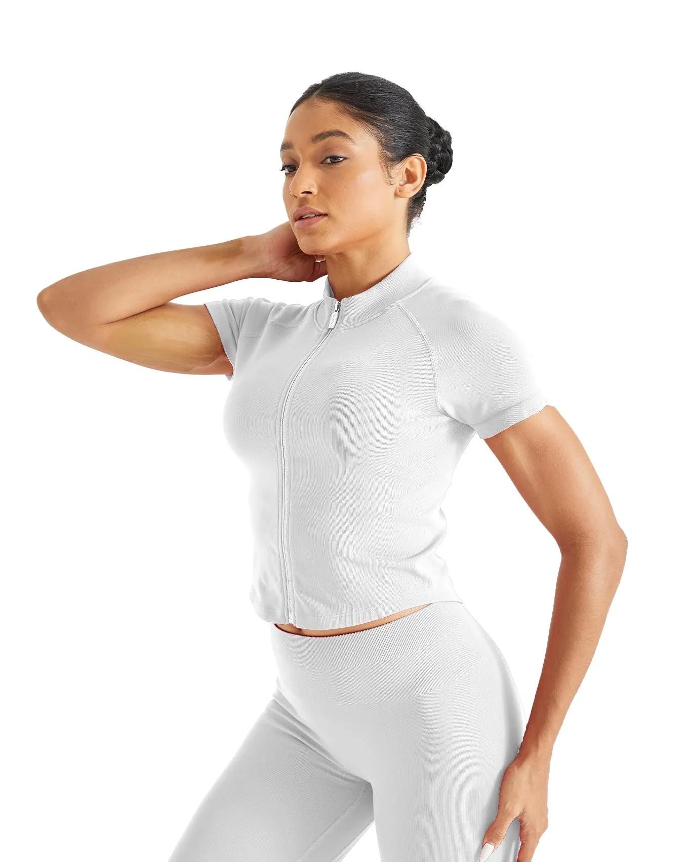 AUROLA Power Short Sleeve Zippy Ribbed Active Shirt for Women sold by Aurola product image thumbnail 5