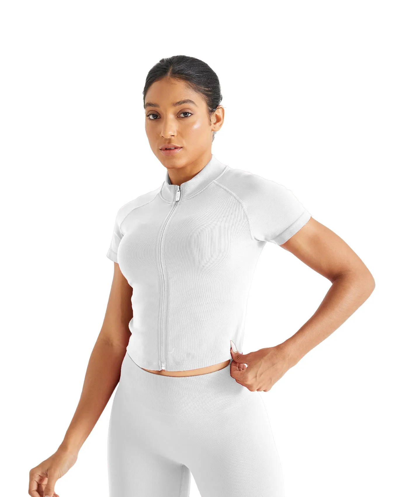AUROLA Power Short Sleeve Zippy Ribbed Active Shirt for Women sold by Aurola
