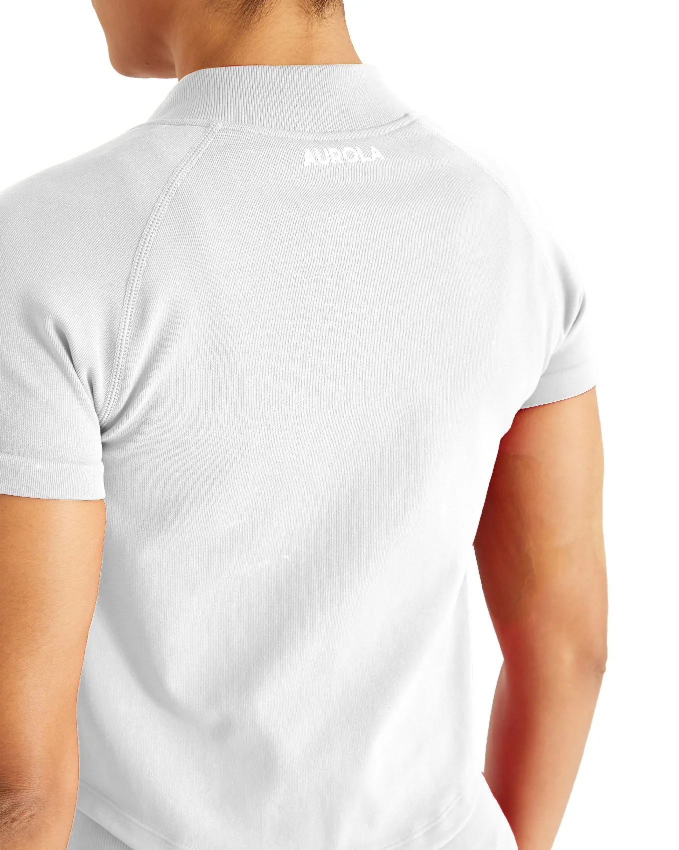 AUROLA Power Short Sleeve Zippy Ribbed Active Shirt for Women sold by Aurola product image thumbnail 3