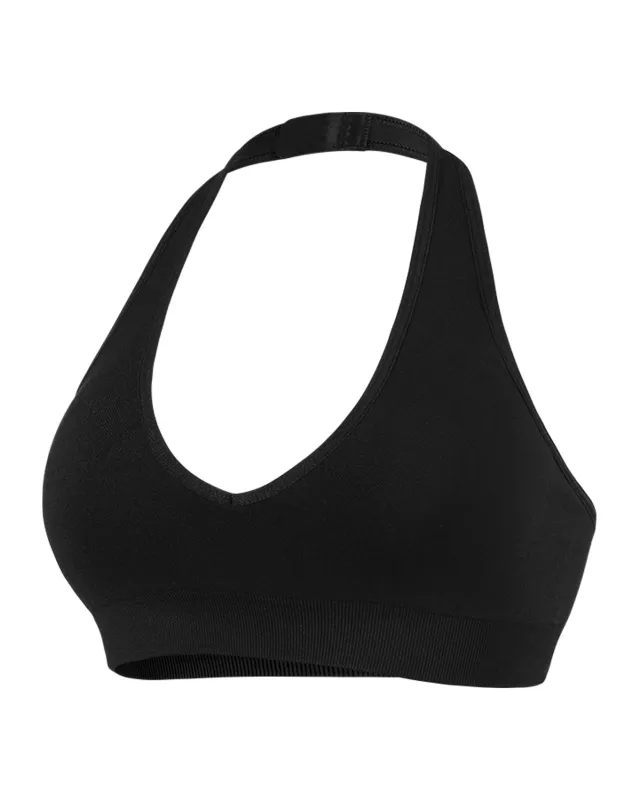 AUROLA Influence Halter Backless V-Neck Sports Bra for Women, Open-Back Padded Yoga Workout Crop Top with Adjustable Straps made by Aurola