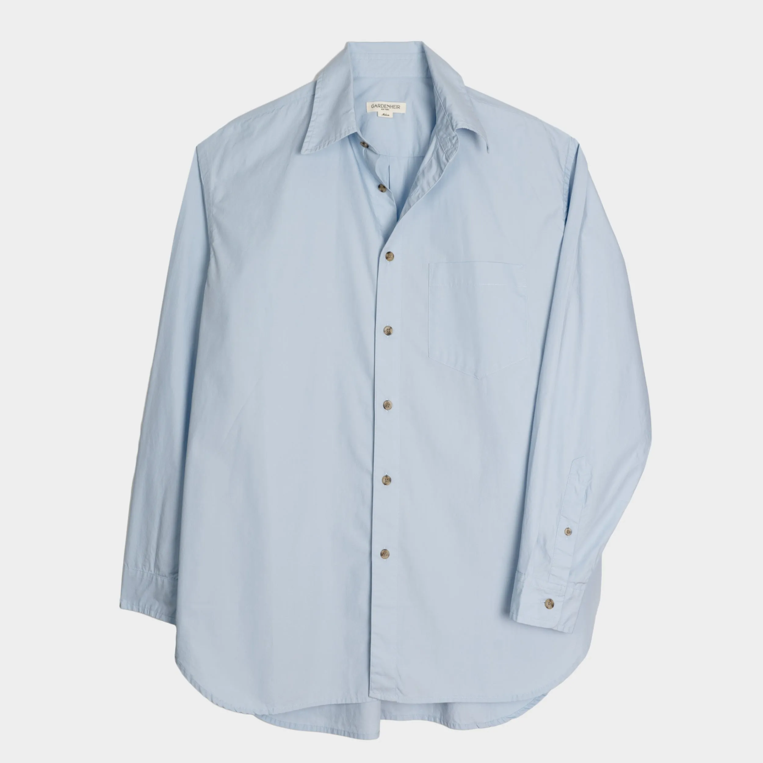 Japanese Typewriter Cotton Gardening Chemise in Oxford Blue sold by Gardenheir