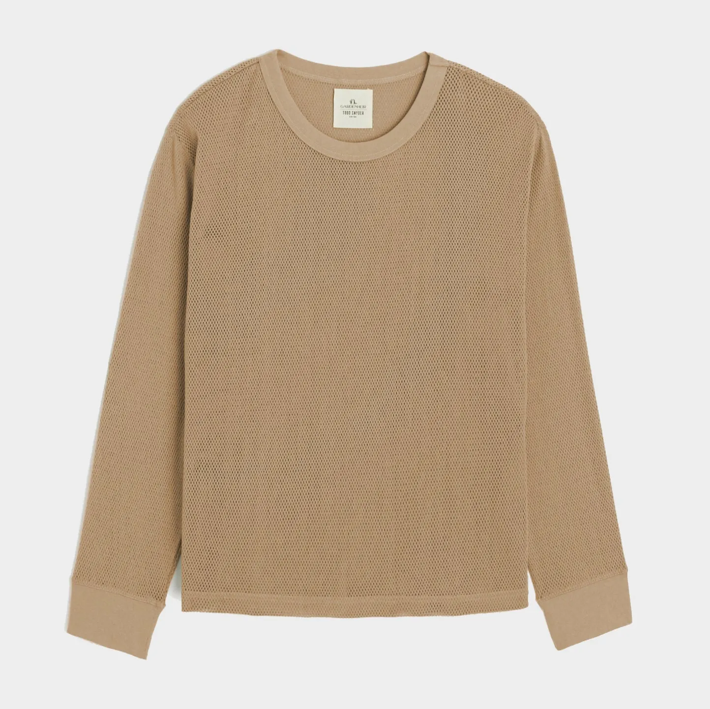 Todd Snyder x Gardenheir Cotton Mesh long Sleeve Shirt in Wheat sold by Gardenheir