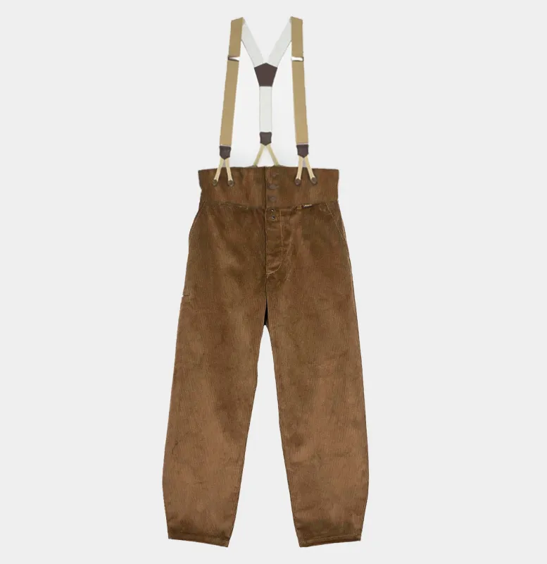 Le Laboureur Corduroy French Farm Pant with Braces in Hazelnut sold by Gardenheir