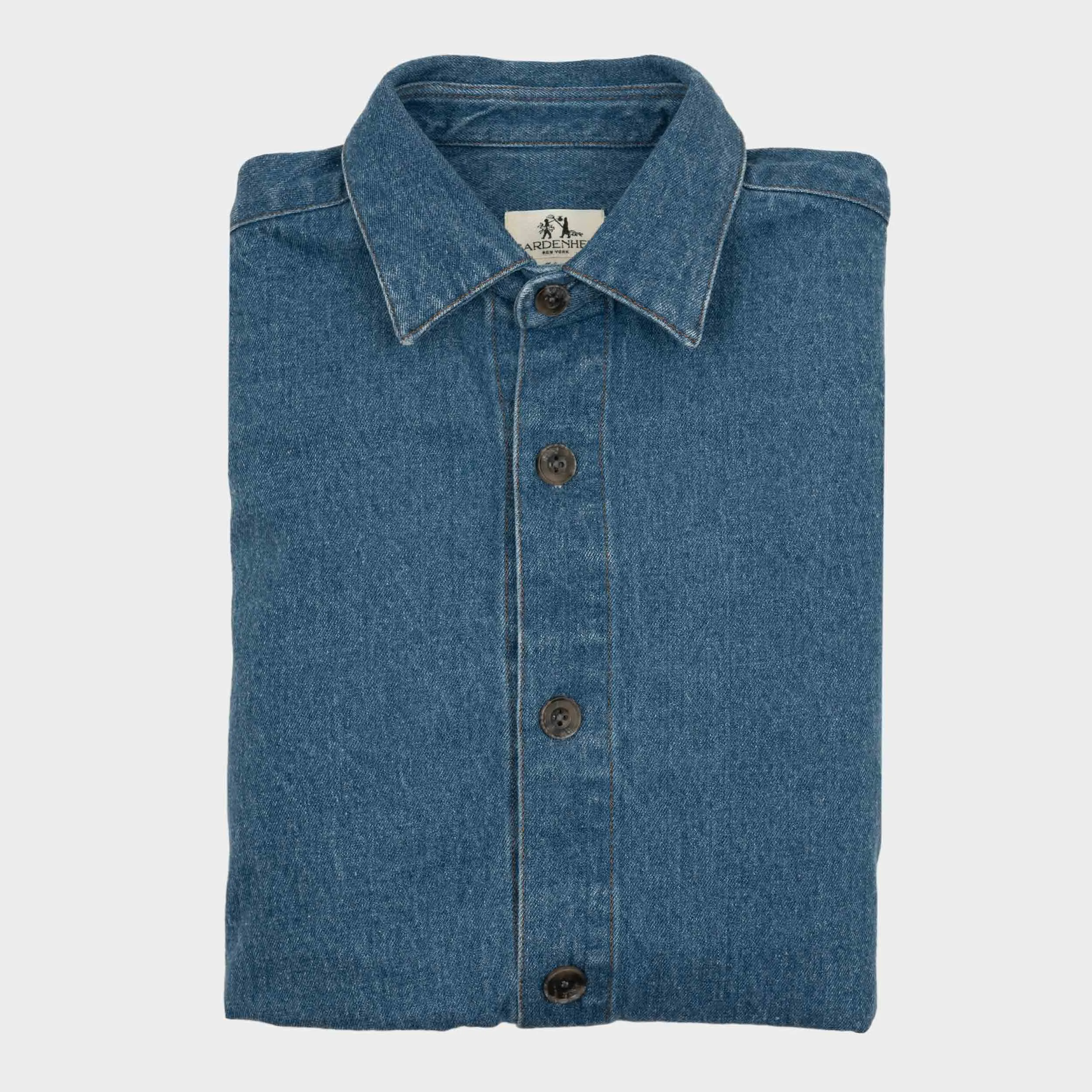 Japanese Denim Overshirt with Pockets in Dark Denim sold by Gardenheir product image thumbnail 2