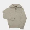 Le Laboureur Recycled Wool Quarter Zip Sweater in Ecru sold by Gardenheir