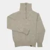 Le Laboureur Recycled Wool Quarter Zip Sweater in Ecru sold by Gardenheir