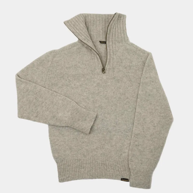 Le Laboureur Recycled Wool Quarter Zip Sweater in Ecru sold by Gardenheir