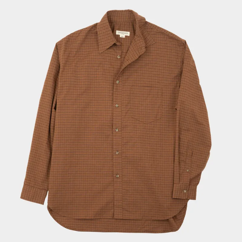 Japanese Cotton Gardening Chemise in Clay Check sold by Gardenheir