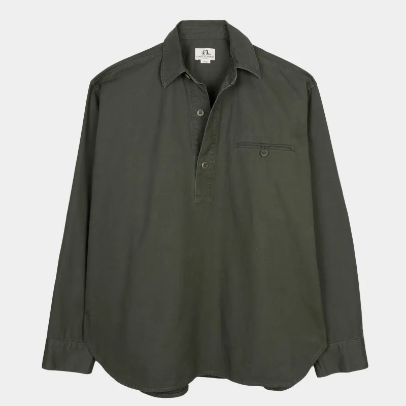 Washed Cotton Gardening Smock No. 2 in Olive sold by Gardenheir