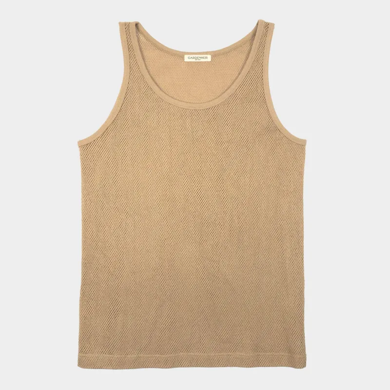 Cotton Mesh Tank Top in Wheat sold by Gardenheir