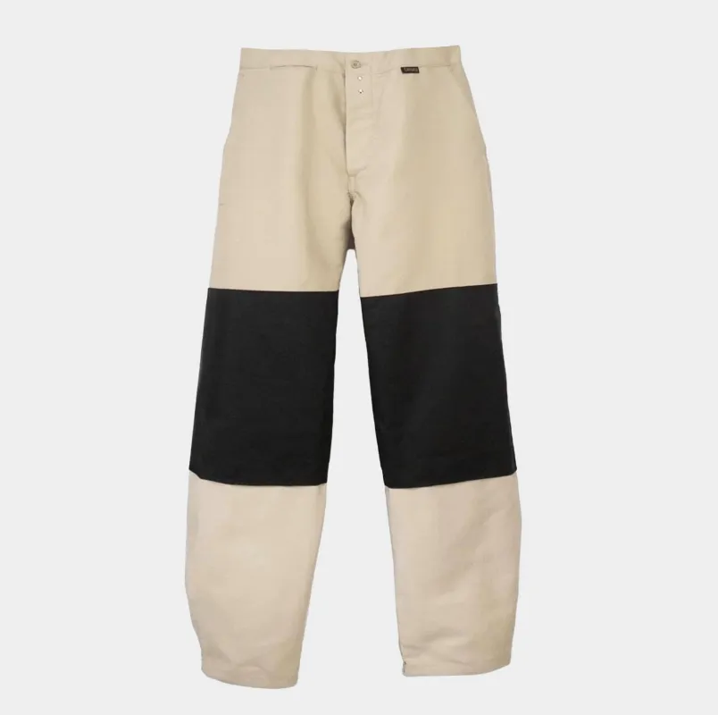 Le Laboureur French Cotton Moleskin Farm Pant in Dune/ Black sold by Gardenheir