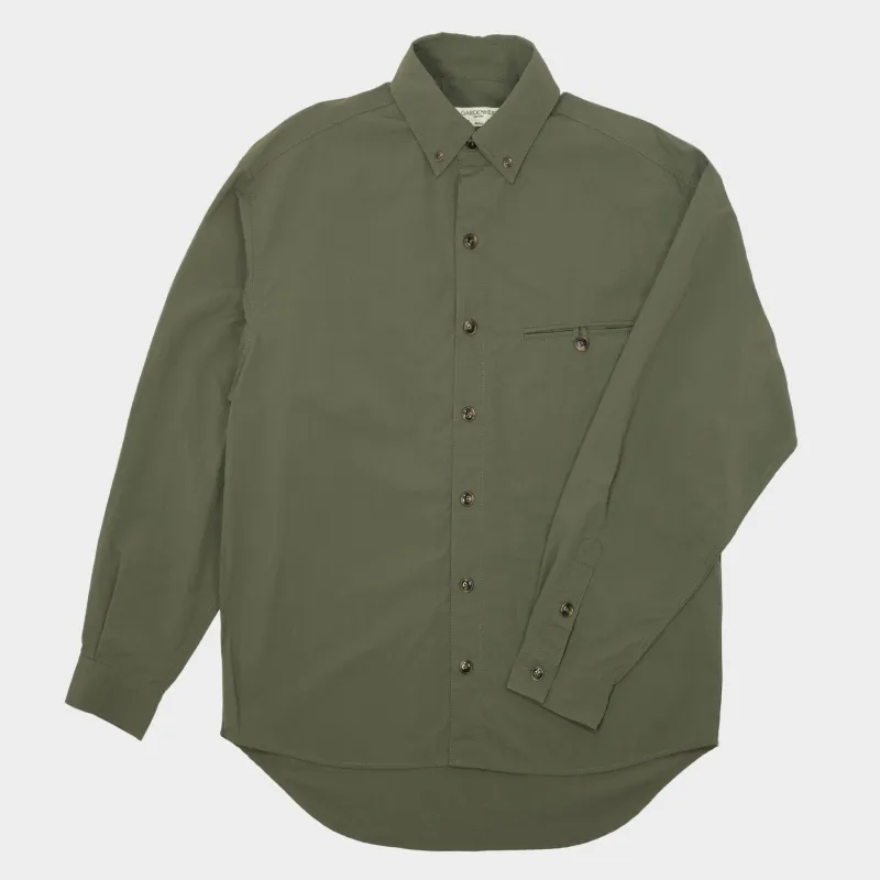 Japanese Recycled Nylon Breezer Shirt in Olive sold by Gardenheir