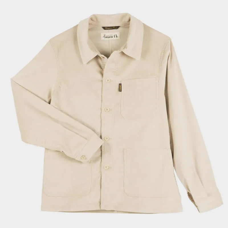 Le Laboureur X Gardenheir Fine Corduroy Work Jacket in Salt sold by Gardenheir