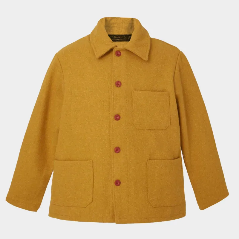 Le Laboureur French Wool Field Coat in Saffron sold by Gardenheir